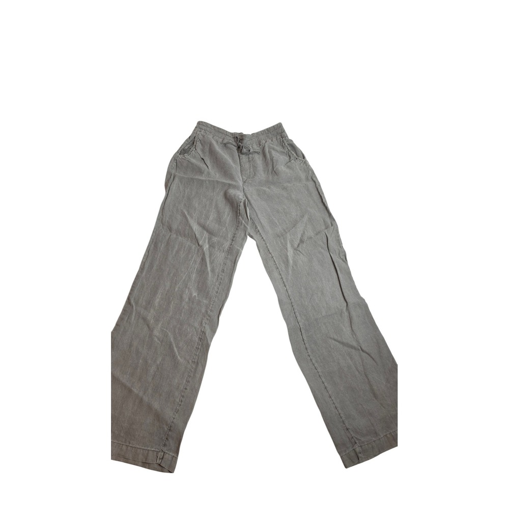 Artisan NY Grey 100% Linen Wide Leg Boho Vacation Pants Womens Medium
